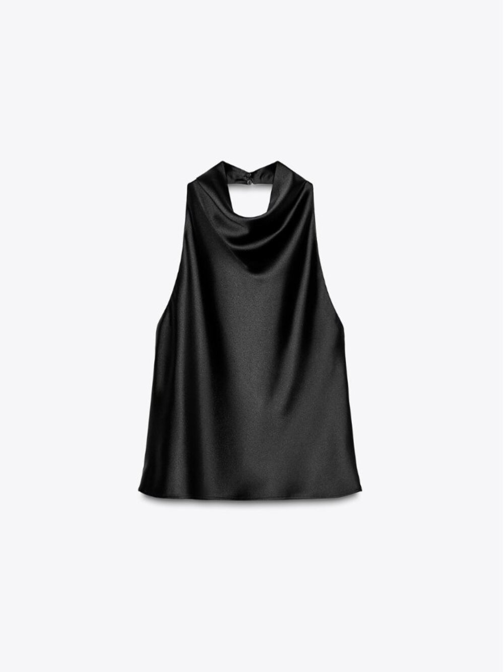 ZARA Satin Effect Cowl Halter Top | Open Back | Black | NWT | Size XS & S